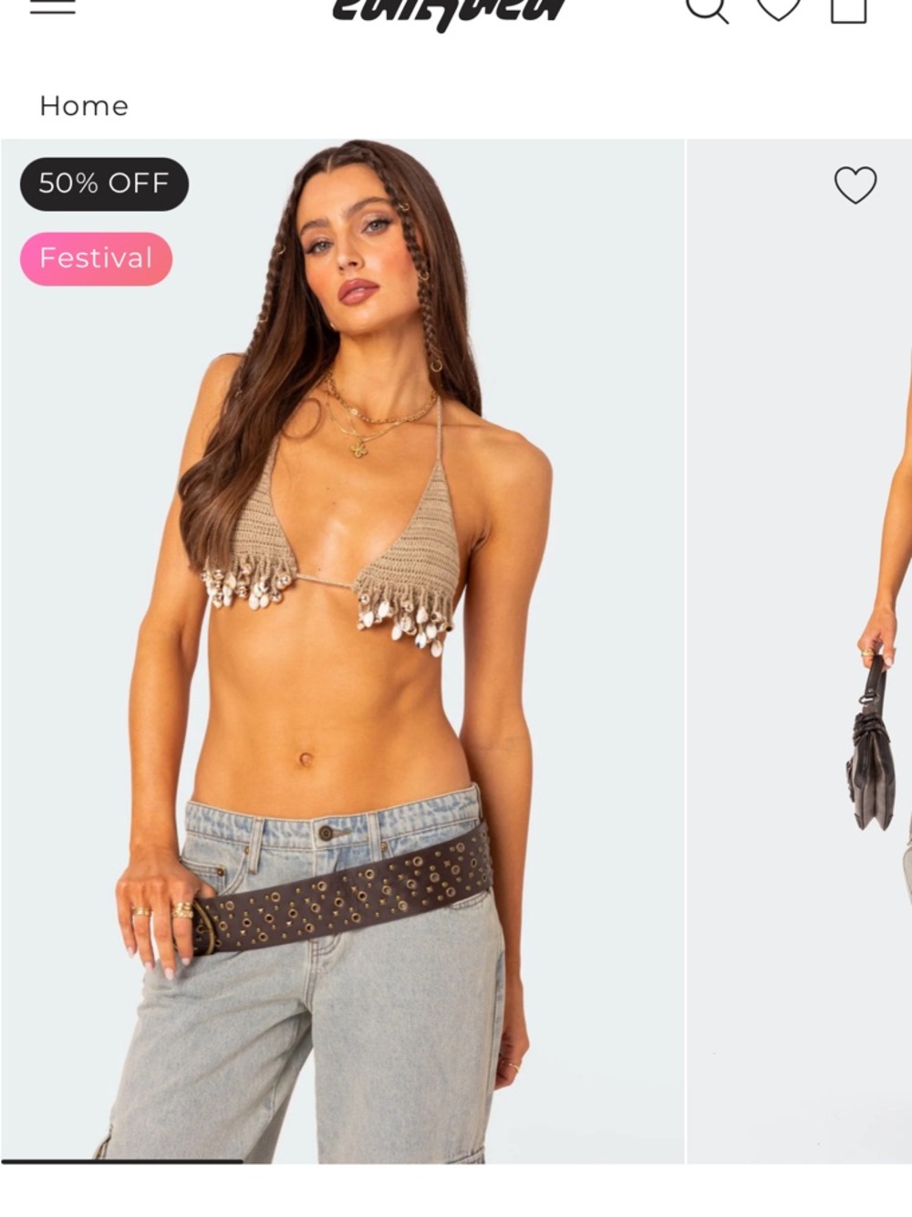 edikted Aruba beaded crochet top